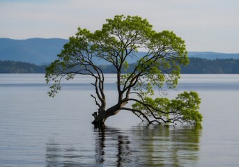 Lone Tree in Lake Wanaka - Serenity and Natural Beauty.