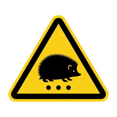 Caution Sign Warning About Hedgehog Crossing Animal Hazard