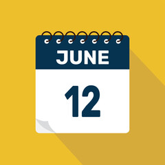 june 12 calendar icon vector illustration with design