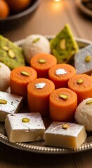 Assorted Indian Sweets on a Silver Platter - A Festive Treat.