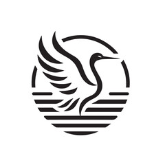 black and white stork logo vector