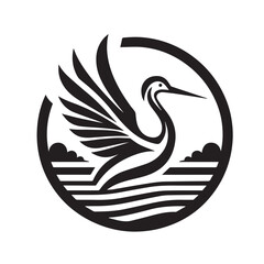 black and white stork logo vector