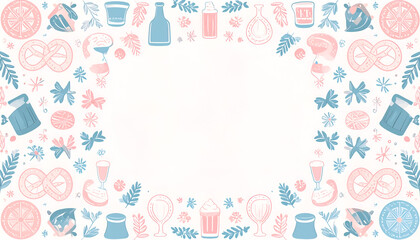 Pastel Food and Drink Themed Frame with White Space.