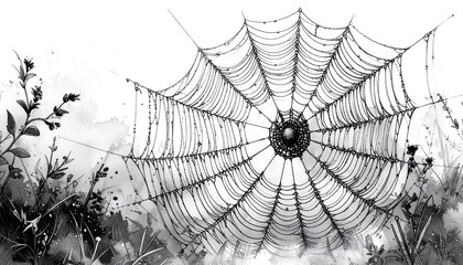 Dew-Kissed Spiderweb - A Delicate Trap in the Morning Light.