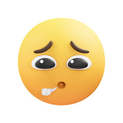 Yellow Emoticon With Uncertain Expression And Puckered Lips On Transparent Background