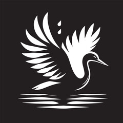 Fototapeta premium black and white stork logo vector