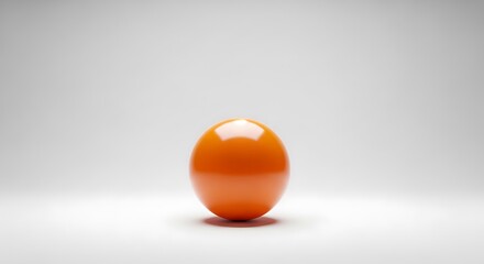 Orange Sphere on White Background - Minimalist Still Life.