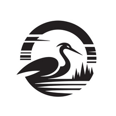 black and white stork logo vector