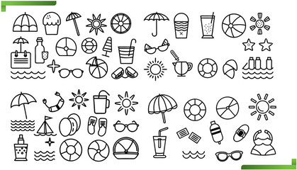 Summer Beach Vacation Icons: Fun in the Sun Essentials