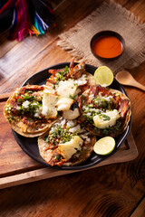 Taquitos al pastor. Also known as Tacos de Trompo, they are the most popular type of street tacos in Mexico, commonly made with pork and beef marinated with achiote.