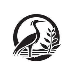 Fototapeta premium black and white stork logo vector