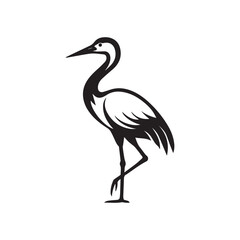 black and white stork logo vector