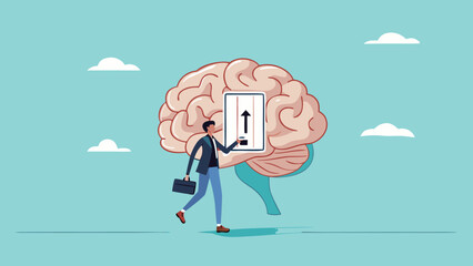 Turning off brain to relieve stress or problems, relaxation to relieve anxiety from your brain, Reduce stress concept, stress management, businessman turning off the switch in the human brain concept
