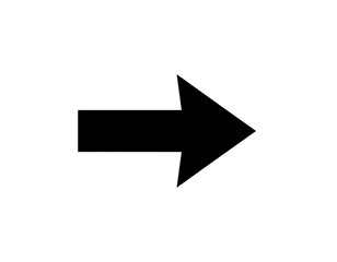 A simple, solid, black right-pointing arrow stands out against a plain white background.