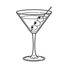 Classic martini cocktail with olives and garnish