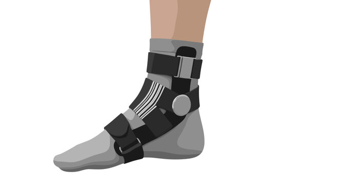 Ankle brace for sprain and injury recovery. Orthopedic foot stabilizer for support and protection. Medical joint bandage for rehabilitation and pain relief. Leg immobilizer.