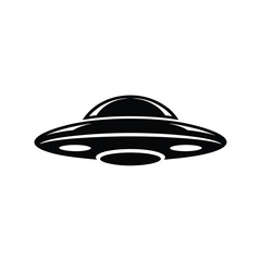 Black silhouette of a classic flying saucer ufo
