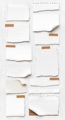 Torn paper pieces with tape for notes and reminders.