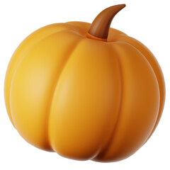 3D Rendered Orange Pumpkin with Stem on Green Background Illustration