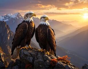 Majestic Bald Eagles Perch Atop