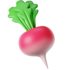 3D Rendered Vibrant Radish Fresh Vegetable Food Icon Illustration