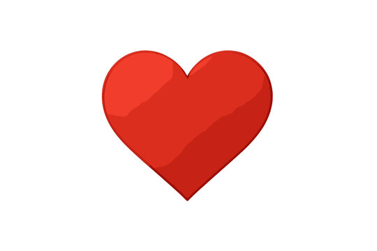 Simple red heart icon isolated on white background. Love symbol for Valentines Day card. Vector illustration of passion, romance, feeling, emotion and health care concept.