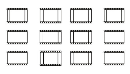 Fototapeta premium VistaVision film frame vector set. Retro movie cinema photo border collection. Old photography filmstrip negative slide template. Blank picture frame design element asset.