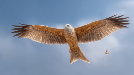 Obraz premium Majestic Bird in Flight Showcasing Wide Wingspan Against Blue Sky Highlighting Beauty and Grace of Nature in Avian Wildlife Photography