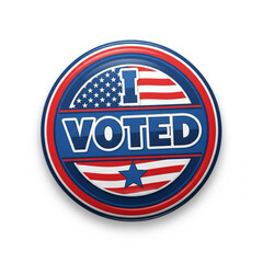 Illustration of election badge with “I Voted” text — isolated on white background.