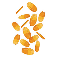Golden coins falling, symbolizing financial prosperity, wealth, and monetary gain