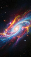 Fototapeta premium Cosmic Symphony - A Vibrant Nebula Unveiled in the Depths of Space.