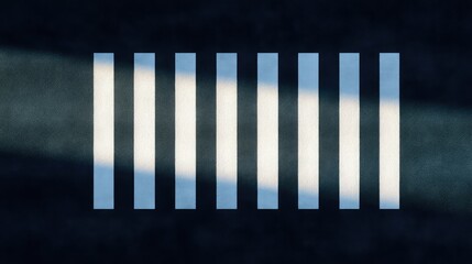 Abstract Shadow and Light Pattern with Vertical Stripes on Dark Background Created by Soft Illumination Casting Unique Shapes and Textures