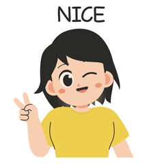 Kawaii Girl Character Sticker - Nice