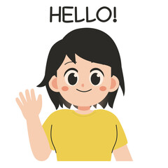 Kawaii Girl Character Sticker - Hello