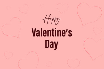 A pink background with "Happy Valentine's Day" text, surrounded by subtle heart outlines.