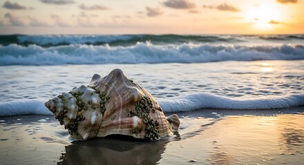Seashell Serenity - A Coastal Still Life at Sunset.