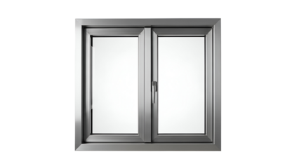 Modern Gray Window Interior Design with White Glass on Transparent Background