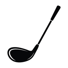 Simple black silhouette of a golf club on a white background