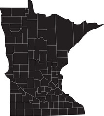 Fototapeta premium Minnesota State Map Silhouette With County Lines