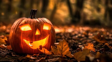 Warm & Festive High-Resolution Jack-o'-lantern Halloween Background – Perfect for Halloween Party Invitations, Home Decor Prints, Social Media Covers (Instagram, Facebook, Xiaohongshu) & E-Commerce 