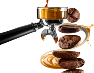 Traditional Espresso Components in Layered Sequence – Coffee Art PNG