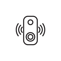 Simple Outline Smart Doorbell Icon with Sound Wave Shape Element