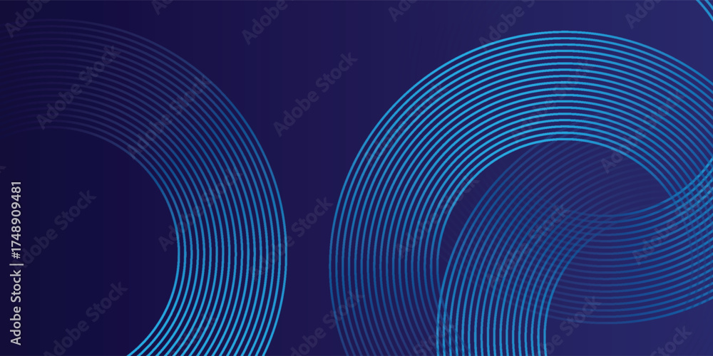 Canvas Prints abstract glowing geometric lines on dark background. elegant shiny blue rounded lines pattern. moder
