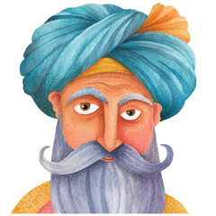 a wise man with a beard and turban