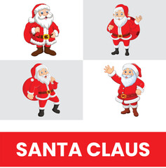Cartoon Santa Claus Posing in Red Costume Christmas Character Illustration Graphic Design