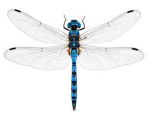  Top-Down View of Blue-Eyed Darner Dragonfly with Transparent Wings Isolated on Transparent Background