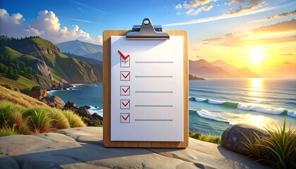 Vacation Checklist by the Ocean.