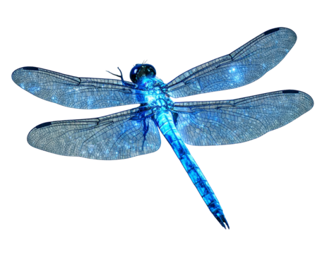 Fantasy Glow Blue-Eyed Darner Dragonfly Isolated on Transparent Background