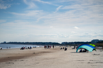 Relaxing Beach Day at Hilton Head With Families and Friends Enjoying the Sun