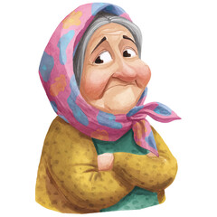 elderly woman with a headscarf
